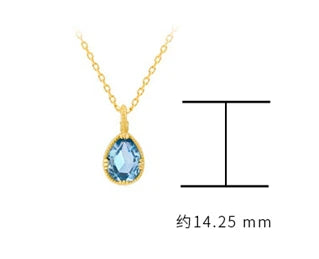Retro Pattern Water Drop Shape Sky Blue Topaz Necklace