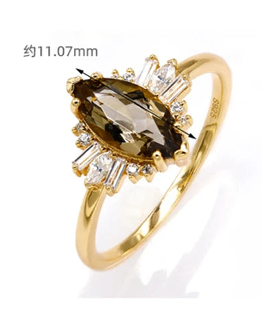 Emotional Factory Jewelry 925 Sterling Silver 14K Gold Plated Gemstone Series Citrine Zircon Butterfly Shape Ring