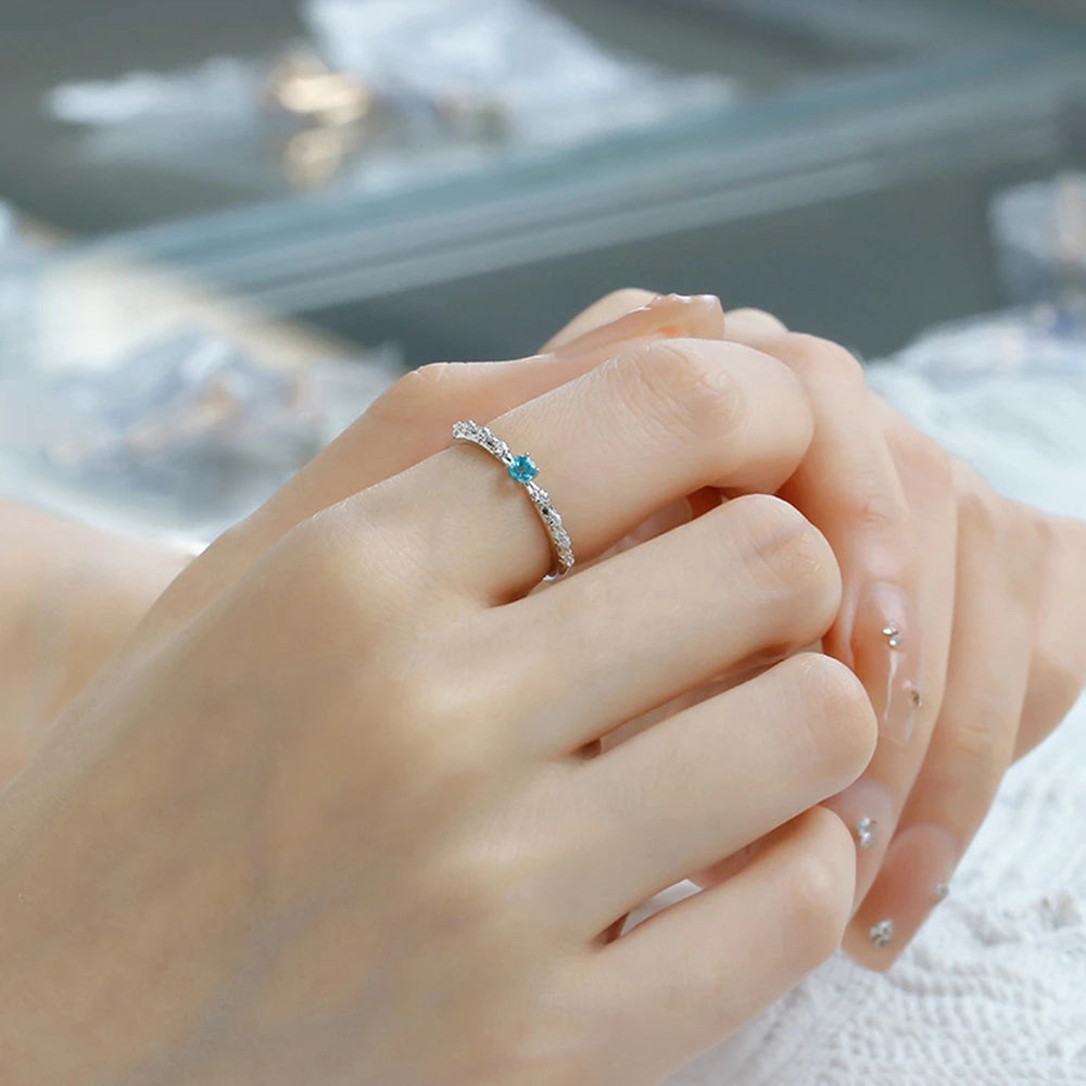 Emotional Factory 925 Sterling Silver 14K Gold Plated Gem Stone Gemstone Cz Zircon Geometric Square Apatite Ring