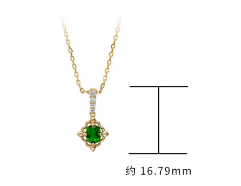 925 Sterling Silver 14K Gold Plated Gemstone Hollow Geometric Square Retro Cz Zircon Diopside Necklace