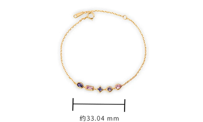 Piedra Pulseras Piedras Naturales 925 Sterling Silver 14K Gold Plated Gemstone Geometry Cordierite Amethyst Tanzanite Bracelet