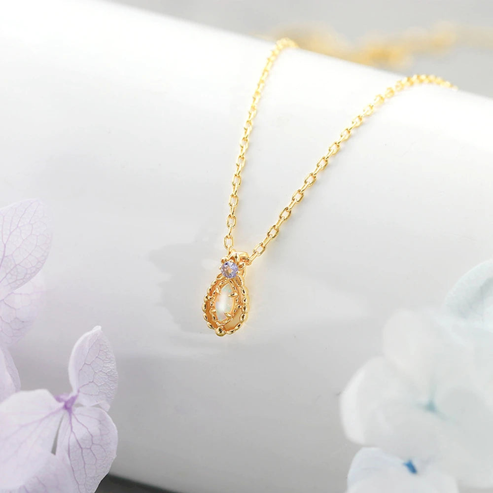 Bohemian Big Geometric Drop African Opal Necklace