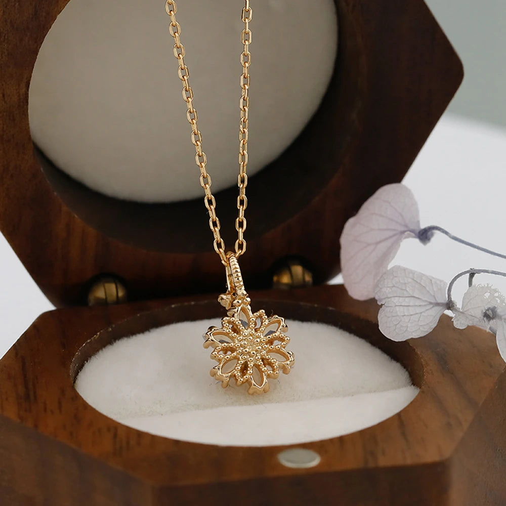 925 Sterling Silver 14K Gold Plated Gemstone Retro Hollow Flower Tanzanite Zircon  Synthetic Artificial Opal Necklace