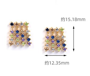 Emotional Factory 925 Sterling Silver 14K Gold Plated Gemstone Rainbow Yellow Red Blue Tassel Stud Earrings