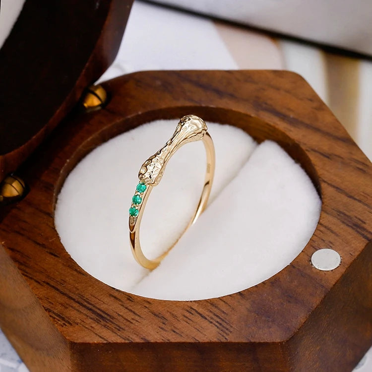 Emotional  925 Sterling Silver 14K Gold Plated Gemstone Retro Simple Magic Personalised Design Magices School Sceptre Ring