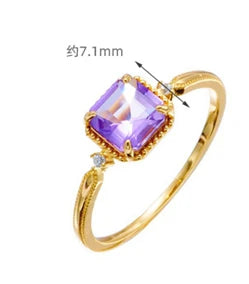 Emotional Pour Couples Bague Argent 925 Factory 925 Sterling Silver 14K Gold Plated Gemstone Amethyst Zircon Thin Ring