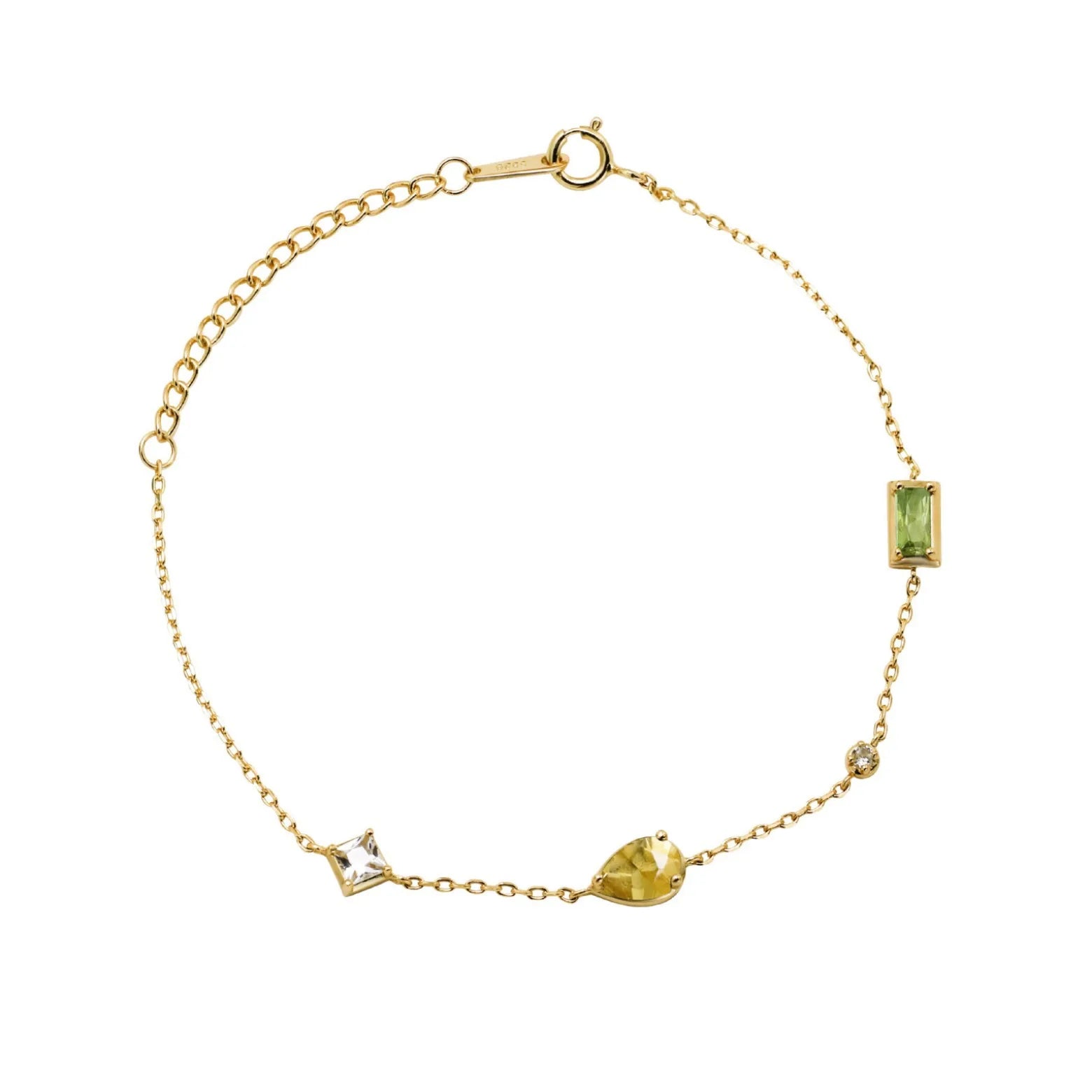Emotional Schmuck Hersteller Factory 925 Sterling Silver 14K Gold Plated Gemstone Citrine White Topaz Peridot  Bracelet