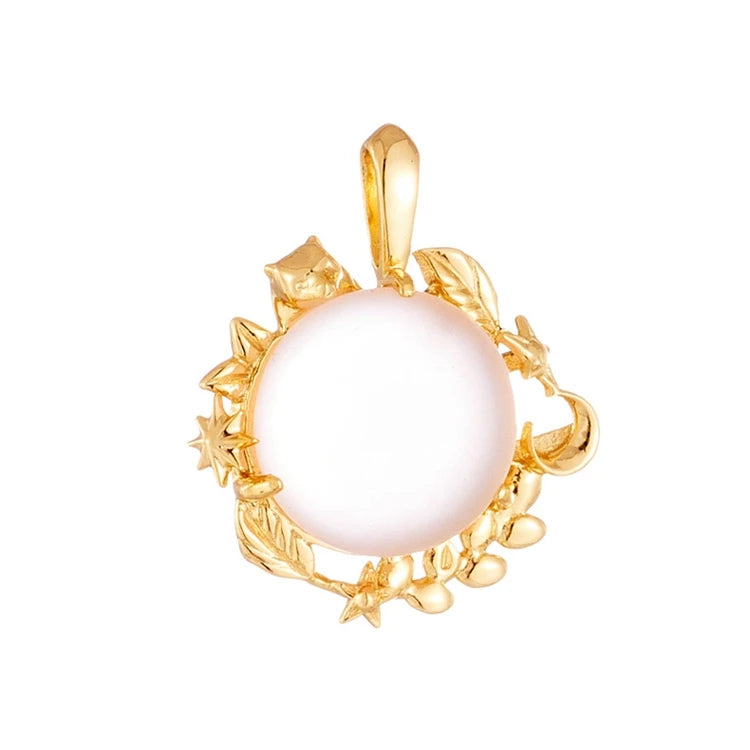 Emotional Factory 925 Sterling Silver 14K Gold Plated Gemstone Pink Crystal Leaf Star Pendant