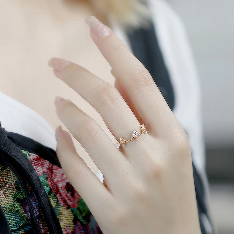 Emotional Factory 925 Sterling Silver 14K Gold Plated Gemstone Heart Irregular Diamond Shaped  Ring