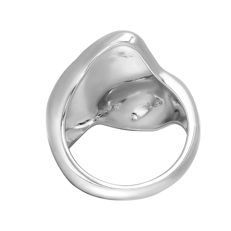 Metal Mirror Heart-shaped Ring Personalized Exaggerated Female Ring White Gold 925 Silver Women's Engagement Rings for Women