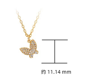 Emotional Factory 925 Sterling Silver 14K Gold Plated Gemstone Minimalist Mini Zircon Butterfly Necklace
