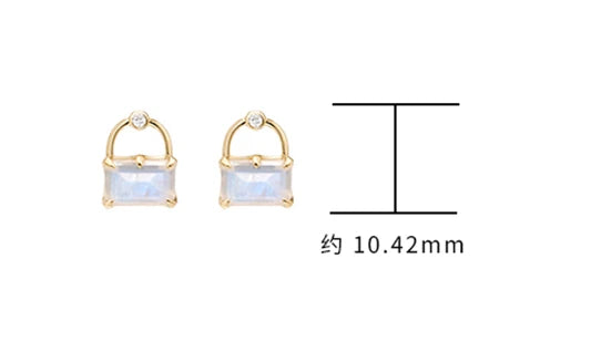 925 Sterling Silver 14K Gold Plated Gemstone Cute Bag Clouds Moissanite Moonstone Earrings