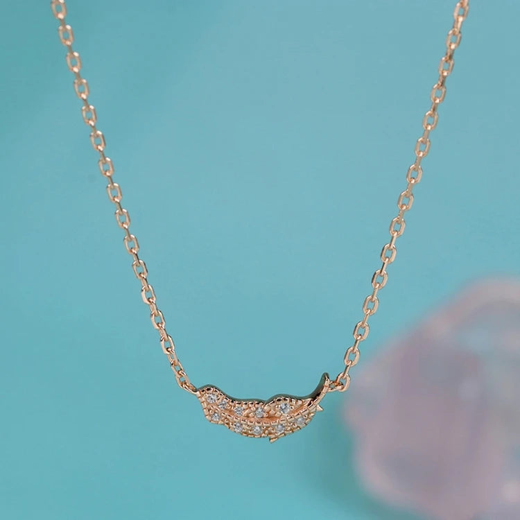 Emotional Factory 925 Sterling Silver Minority Leaf Pendant 14K Gold Plated Necklace