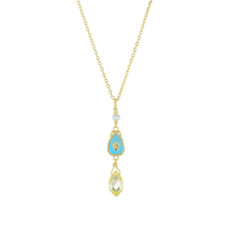 925 Sterling Silver 14K Gold Plated Gemstone Series Epoxy Natural Citrine Pendant Necklace With Diy Necklace