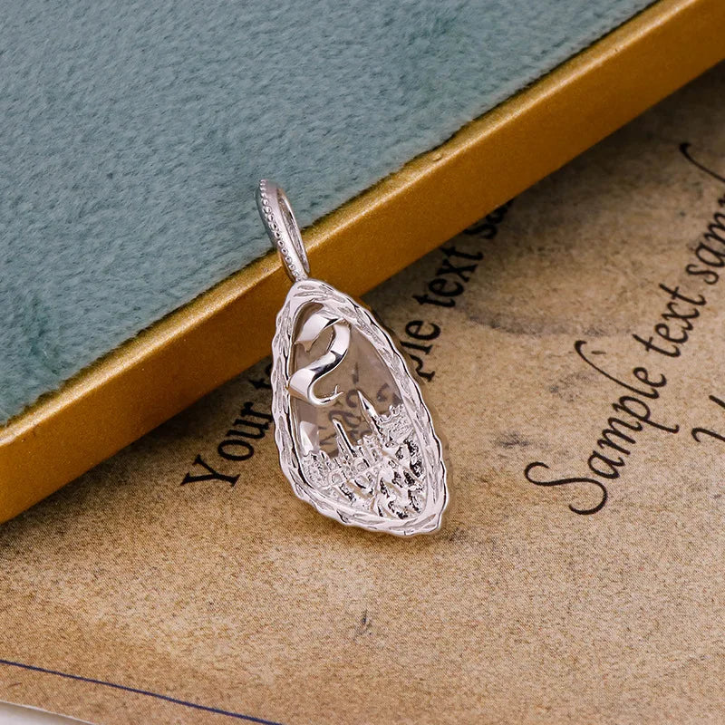 Niche French Style Design Romantic Dream Castle S925Silver White Crystal Pendant