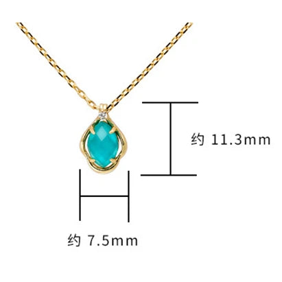 925 Sterling Silver 14K Gold Plated Gem Stone Gemstone Cz Zircon Turquoise Natural White Rock Crystal Necklace