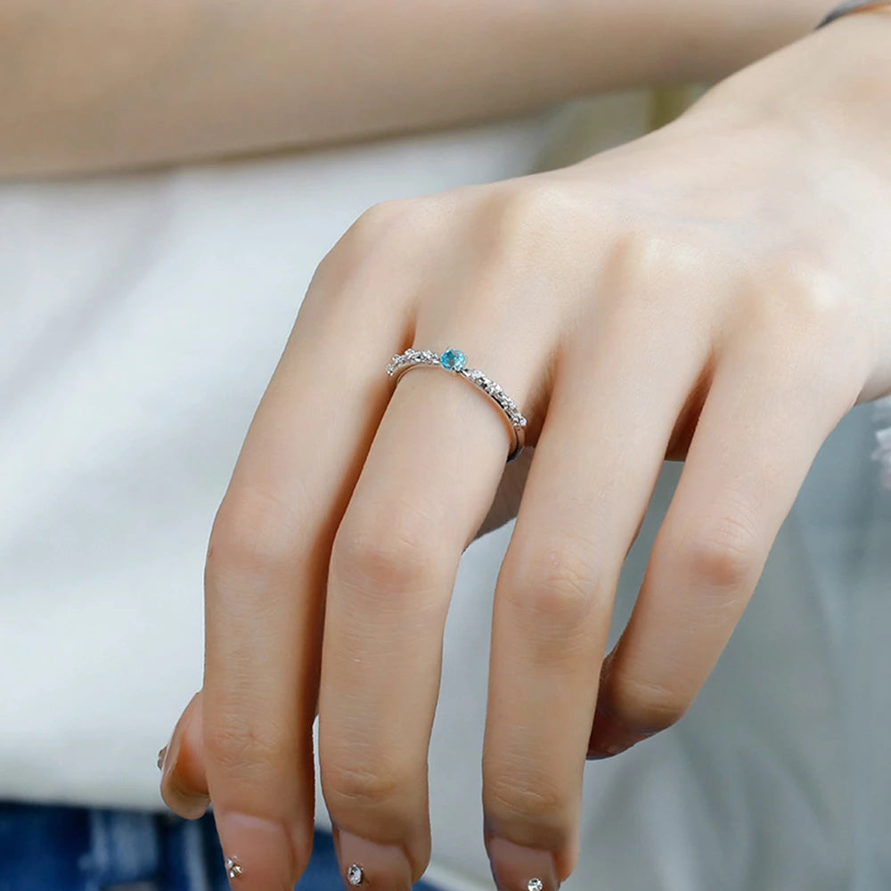 Emotional Factory 925 Sterling Silver 14K Gold Plated Gem Stone Gemstone Cz Zircon Geometric Square Apatite Ring