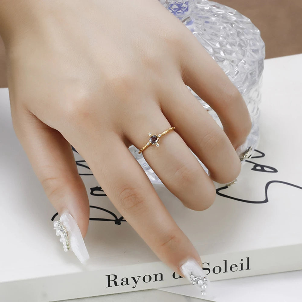 Emotional Bijoux 925 Sterling Silver Gold Jewelry Gemstone Custom Birthstone Cz Moonstone Labradorite Shell Chalcedony Jade Ring