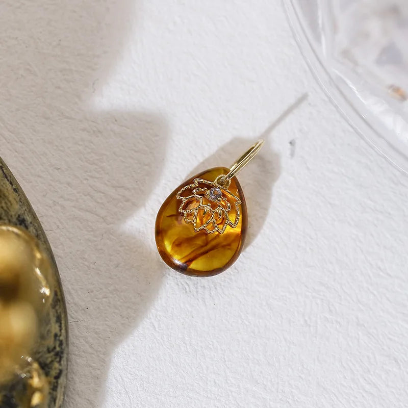 Emotional Factory 925 Sterling Silver 14K Gold Plated Natural Gemstone Amber Cordierite Iolite Pendant