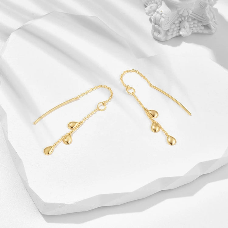 Emotional Factory 925 Sterling Silver 14K Gold Plated Bead Irregular Ear Wires Drop Earrings