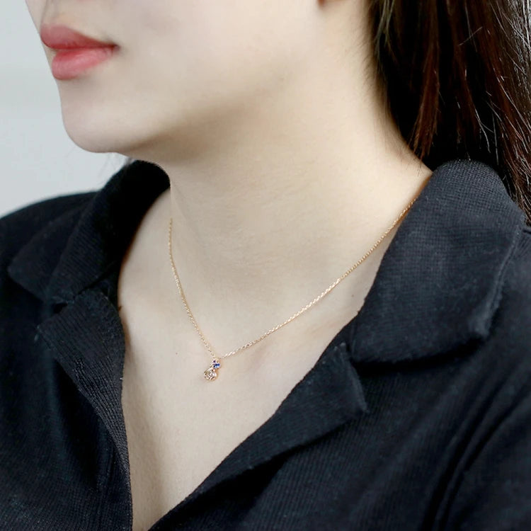 Emotional Factory 925 Sterling Silver 14K Gold Plated Gemstone Blue Spinel Birdcage Cage Small Shells Necklace