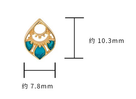 Emotional Factory 925 Sterling Silver 14K Gold Plated Gem Stone Gemstone Retro Fan Enamel Stud Earrings