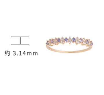 Tanzanite Zircon Double Row Micro Zirconia Fine Ring for Women