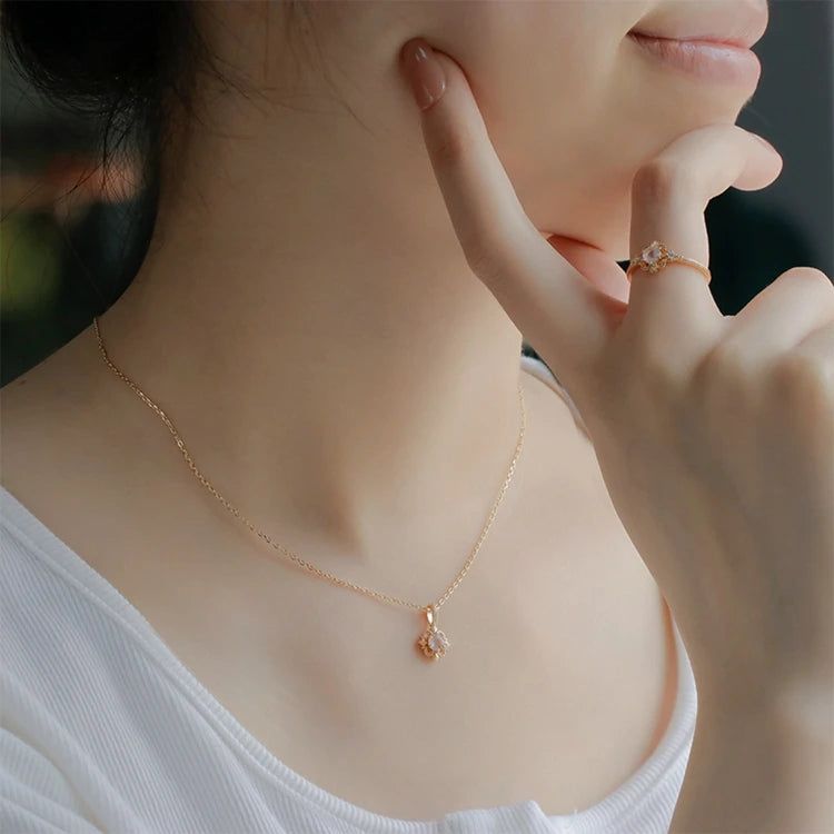 925 Sterling Silver 14K Gold Plated Gemstone Custom Gems Geometry Pendant Natural Pink Crystal Pendant