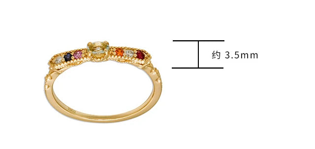 925 Sterling Silver 14K Gold Plated Synthetic Green Amethyst Red Blue Corundum Gemstone Colorful Zirconia Butterfly Ring