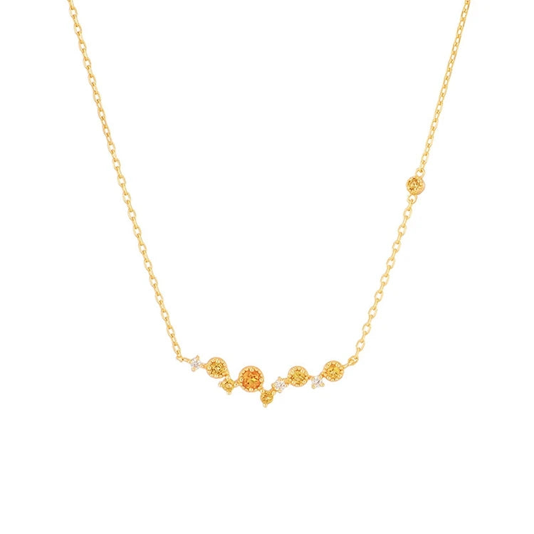 Emotional Factory 925 Sterling Silver 14K Gold Plated Gemstones Meteor Star Natural Citrine Necklace
