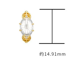 Emotional Factory 925 Sterling Silver 14K Gold Plated Gemstone Flower Earring Rock Crystal Ear Bone Clips Earrings