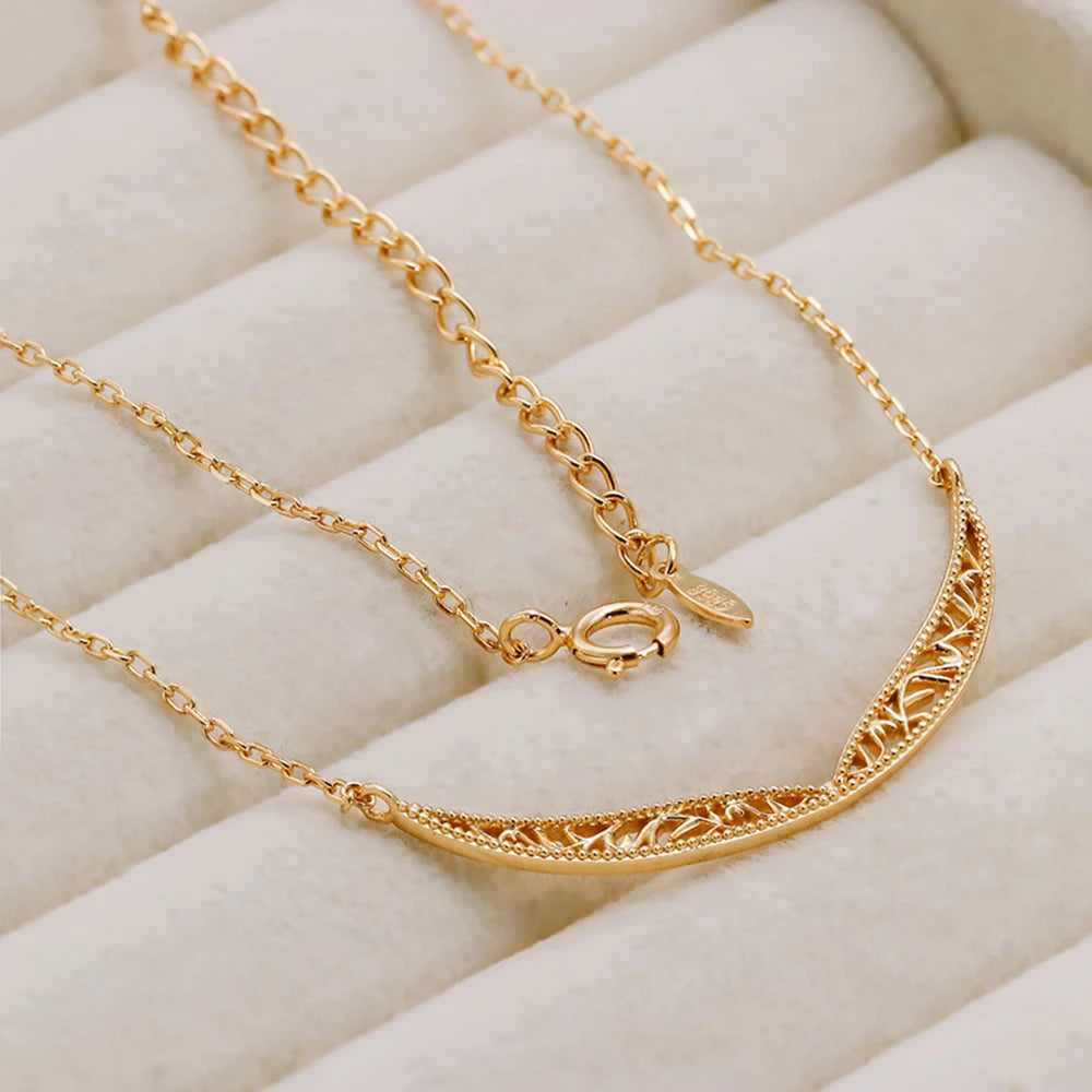 925 Sterling Silver 14K Gold Plated Vintage Hollow Bead Wing Necklace With Matching Pendant Available