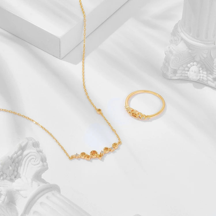 Emotional Factory 925 Sterling Silver 14K Gold Plated Gemstones Meteor Star Natural Citrine Necklace