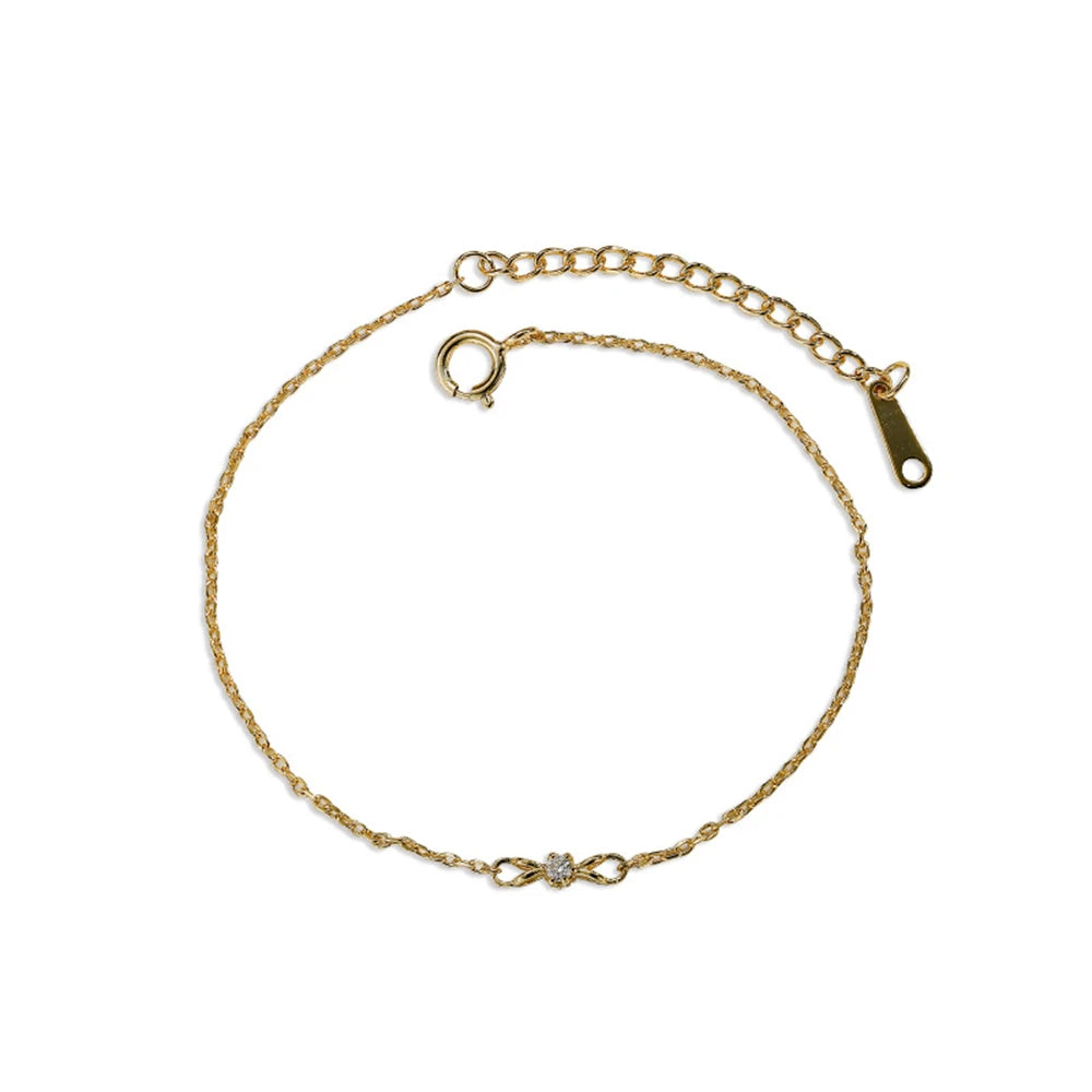 Emotional Pulseras De Mujer Factory 925 Sterling Silver 14K Gold Plated Gemstone Mini Compact Ribbon Moissanite Bracelet