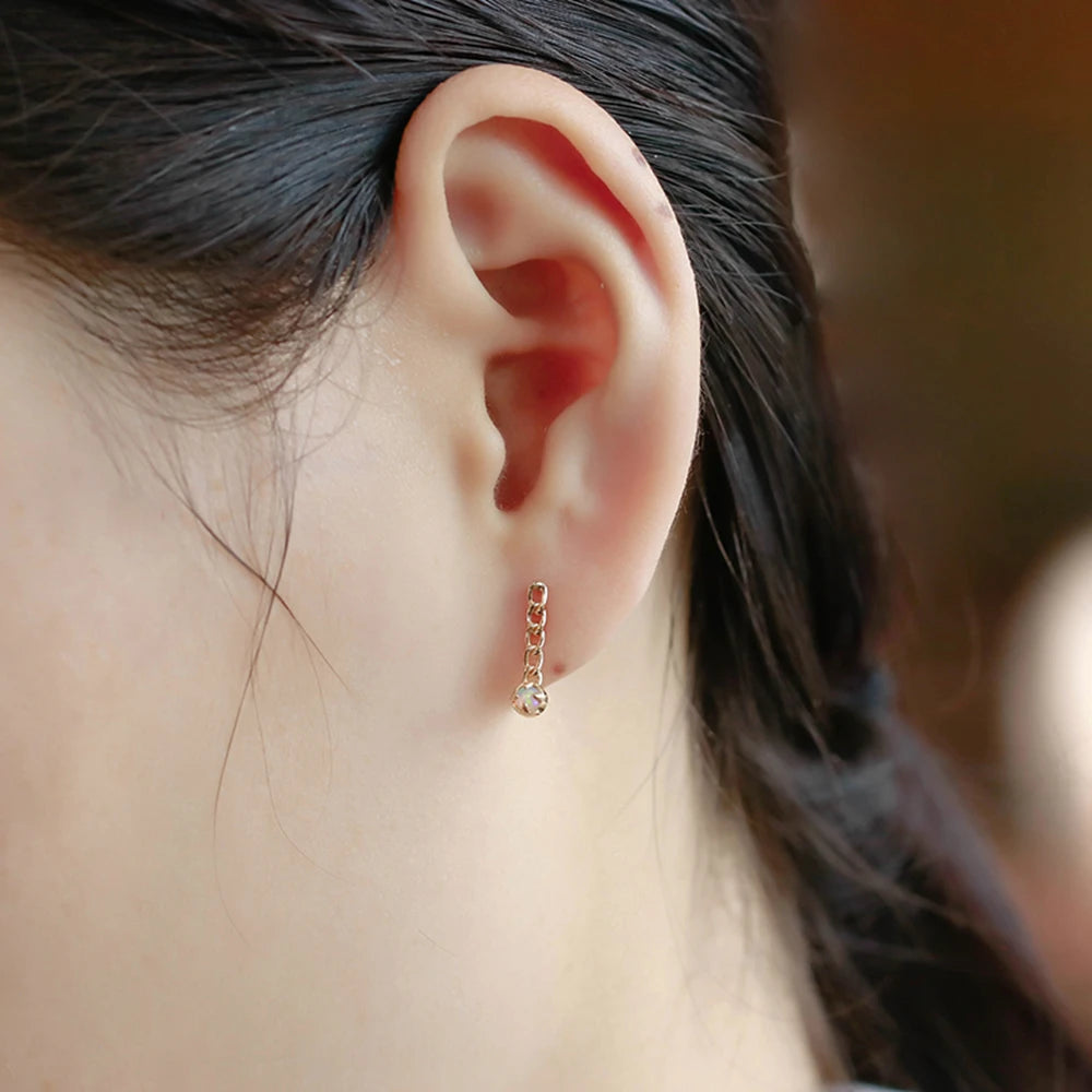 Vintage Artificial Opal Simple Bead Chain Shaped Earrings