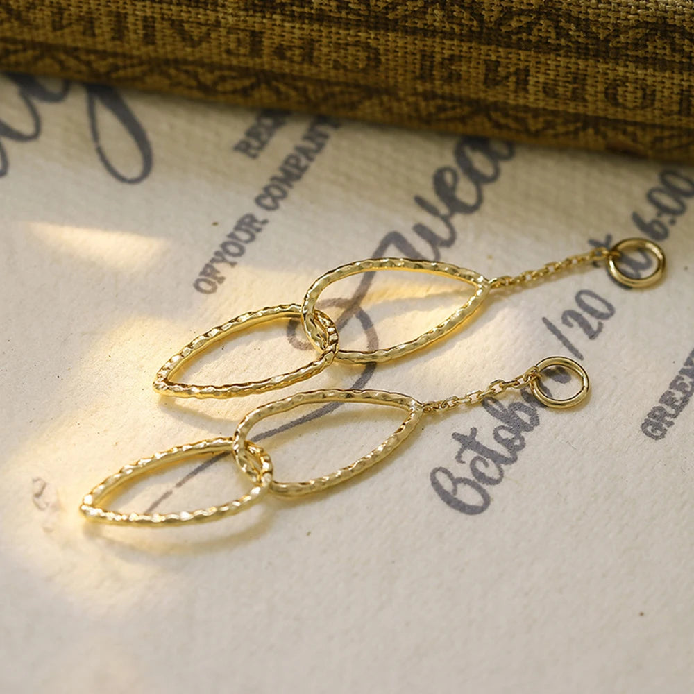 Emotional Factory 925 Sterling Silver 14K Gold Plated Gemstone Design Hollow Swaying Drops Teardrop Earrings