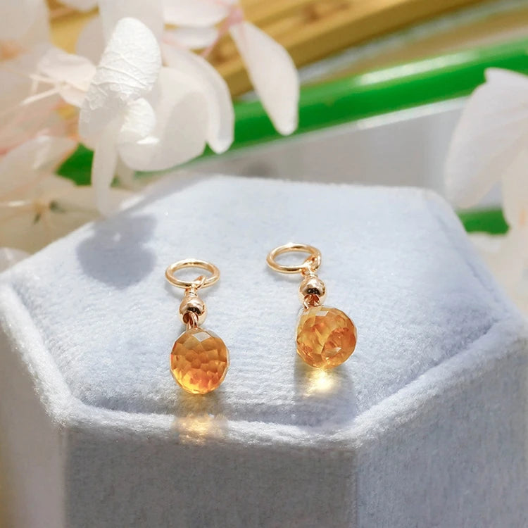 Emotional Factory 925 Sterling Silver 14K Gold Plated Gemstone Retro Vintage Gem Teardrop Citrine Earrings