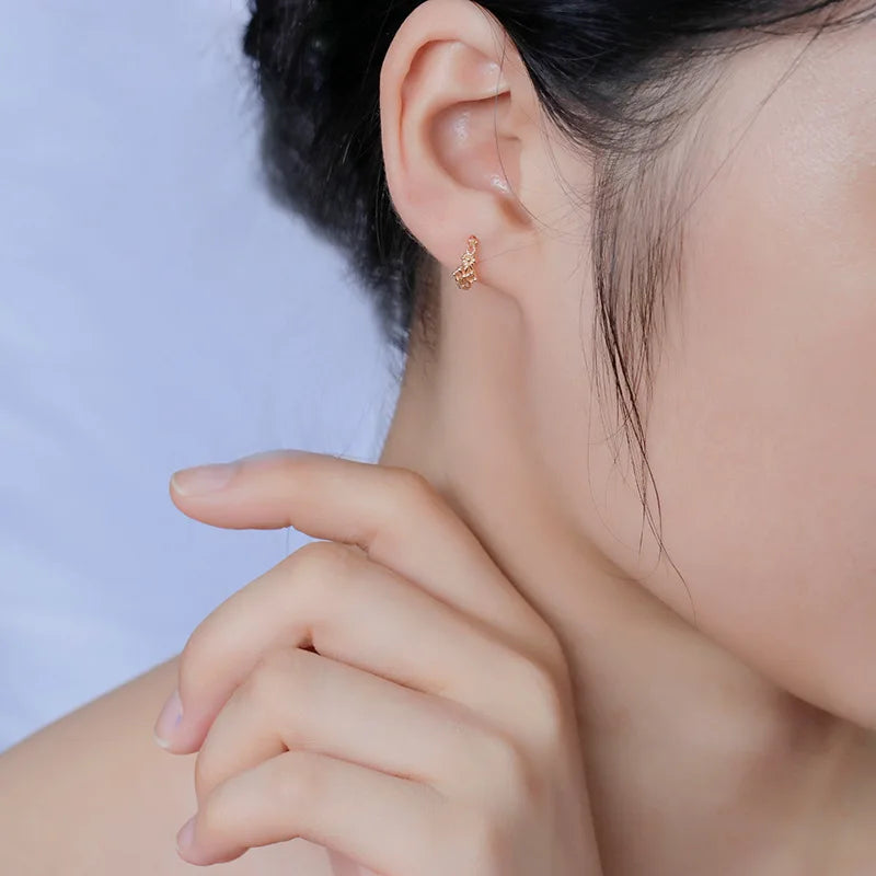 Emotional Factory 925 Sterling Silver 14K Gold Plated Gemstone Hollow Vintage Cross Pentagram Sparkling Rays Hoop Earrings