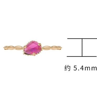 Emotional Anillos En Oro 925 Sterling Silver 14K Gold Plated Gem Stone Gemstone Irregular Rhombic Design Bead Red Corundum Ring