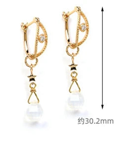 EmotiEmotional Factory 925 Sterling Silver 14K Gold Plated Gemstone White Chalcedony Premium ZIRCON Star Pendant Earrings