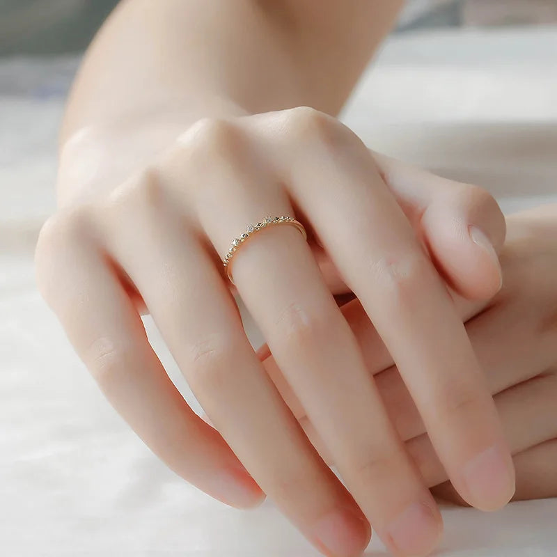 Emotional Factory 925 Sterling Silver 14K Gold Plated Gemstone Moissanite Diamond Star Ring