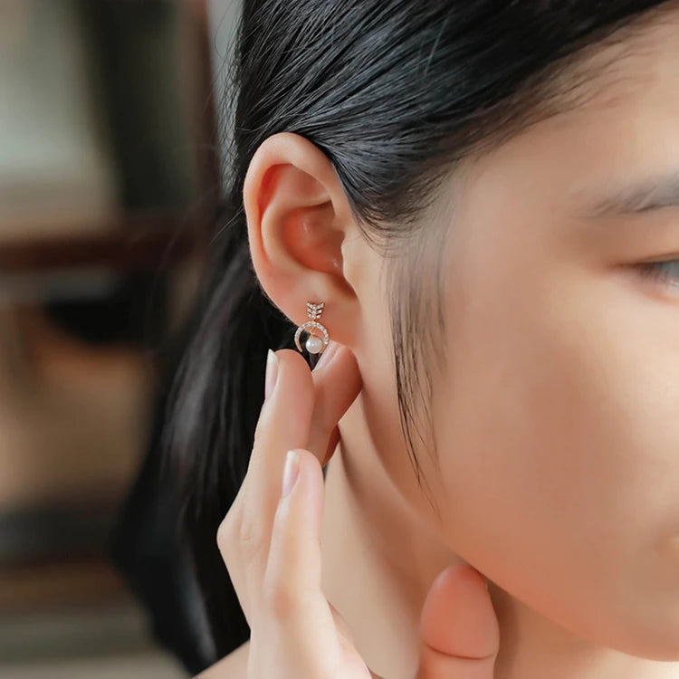 Emotional Factory 925 Sterling Silver 14K Gold Plated Gemstones Arrowhead Arrow Moon Natural Freshwater Pearl Stud Earrings