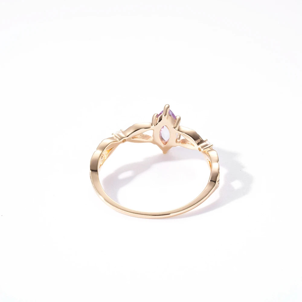 925 Sterling Silver 14K Gold Plated Gemstone Zircon Lavender Amethyst X Ladies Ring