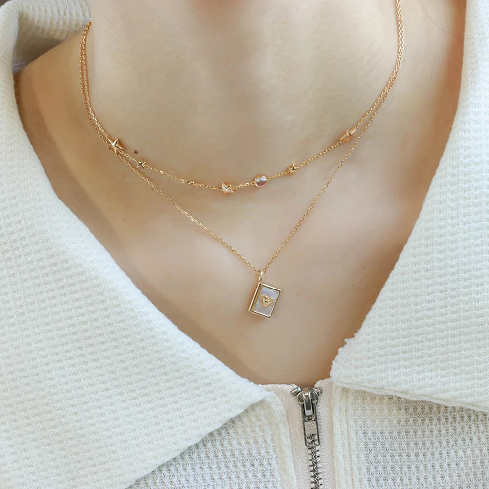 Gemstone Simpler Moonstone Star Necklace