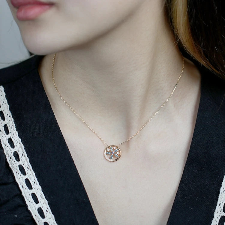 Gemstone Emotional Factory 925 Sterling Silver 14K Gold Plated Stranded Sky London Blue Topaz Tanzanite Necklace