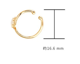 Emotional Factory 925 Sterling Silver 14K Gold Plated Gemstone White Shells Simplicity Ear Clips Earrings