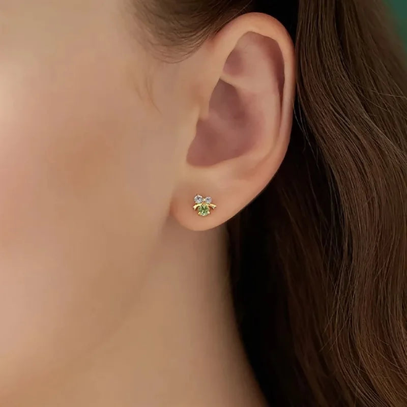 Emotional Factory 925 Sterling Silver 14K Gold Plated Gemstone Diopside Peridot Tassels Earrings