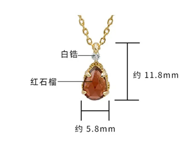 Emotional Factory 925 Sterling Silver 14K Gold Plated Gemstone Drop January Birthstone Garnet Necklace for Birthday Gift