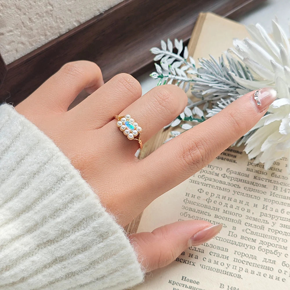 Emotional 925 Sterling Silver Gold Gemstone Fashion Jewelry Aquamarine Pearl Citrine Emerald Sapphire Moss Agate Rings