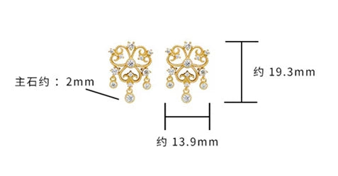 Emotional Factory 925 Sterling Silver 14K Gold Plated Gem Stone Gemstone Cz Zircon Lace Hollow Vintage Earrings